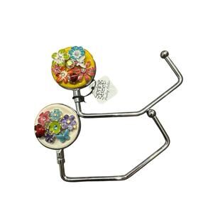 SPRING STREET FLOWER LADYBUG PURSE BAG HANGER SET OF 2 FOLDING HOOKS